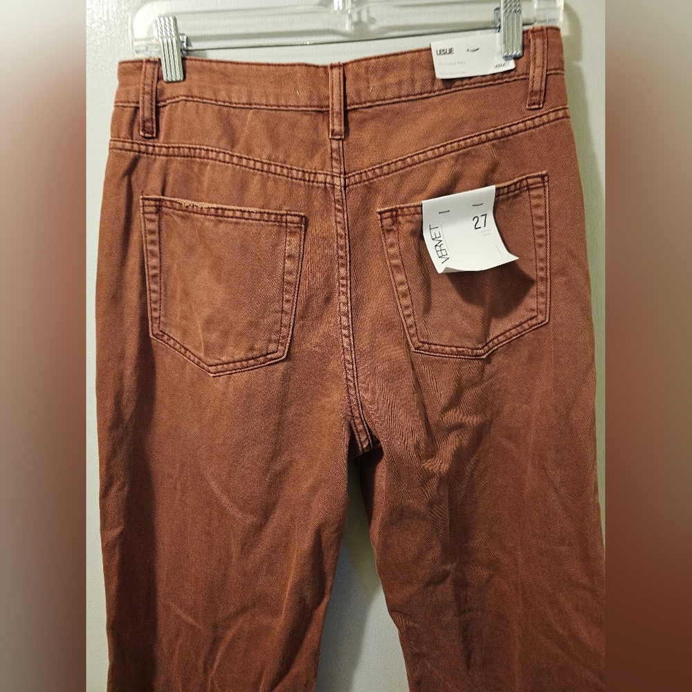 Vervet Leslie 90's Vintage Flare Distressed High Rise Jeans Pink Womens 27 NWT - Picture 6 of 14